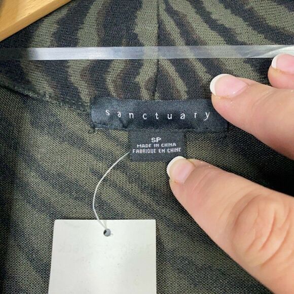 Sanctuary Womens Small Petite Black Zebra Print Open Front Cardigan Long Sleeve - Picture 6 of 9